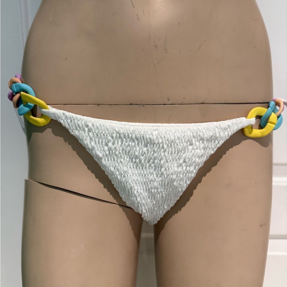 SUMMERHAUSS White Bikini Bottom with Colorful Chain Links